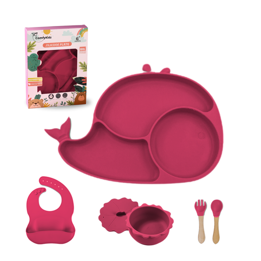 ComfyKidz® Siliconen Baby Servies Set RozeRood