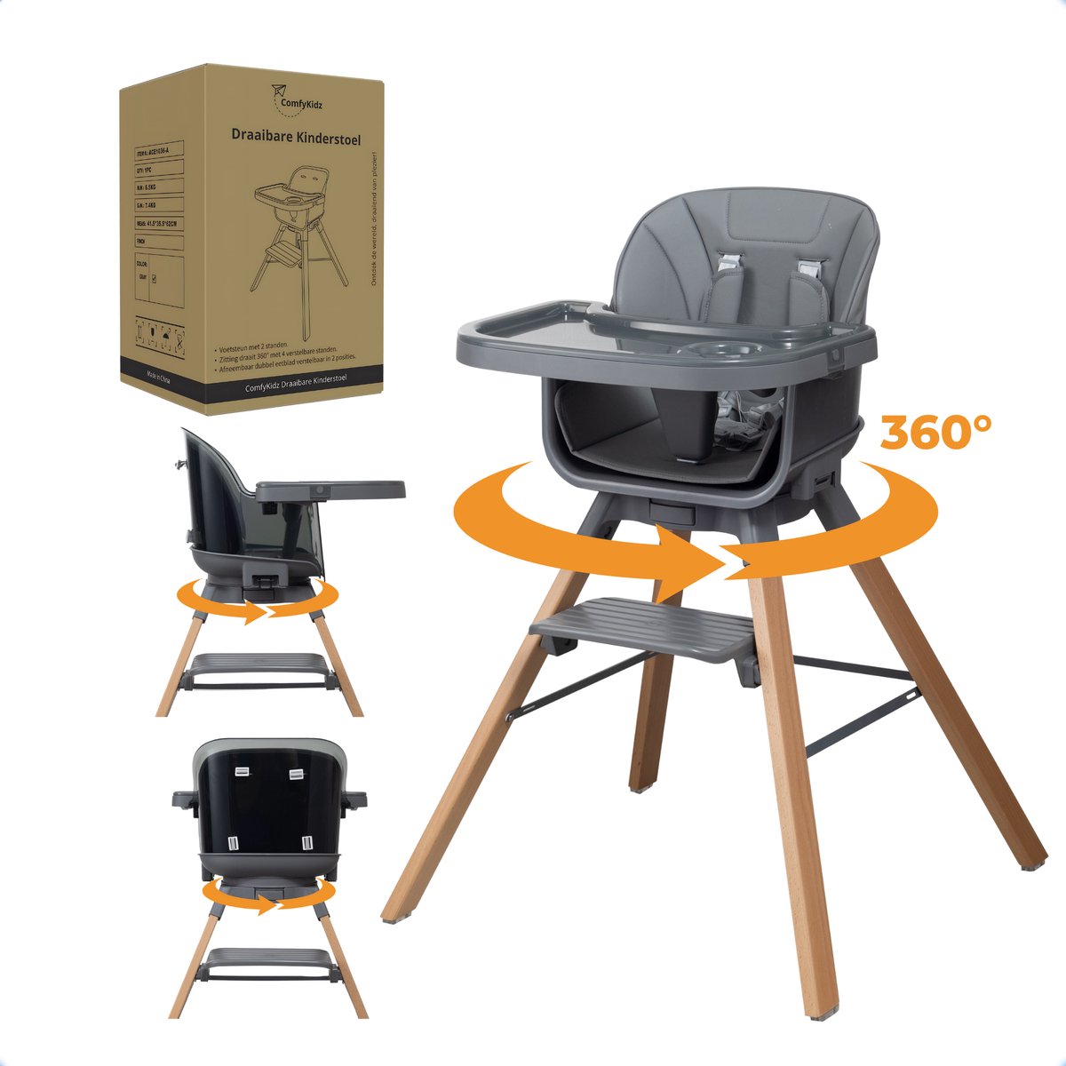 ComfyKidz® Twist 'n Sit 360° | Donkergrijs