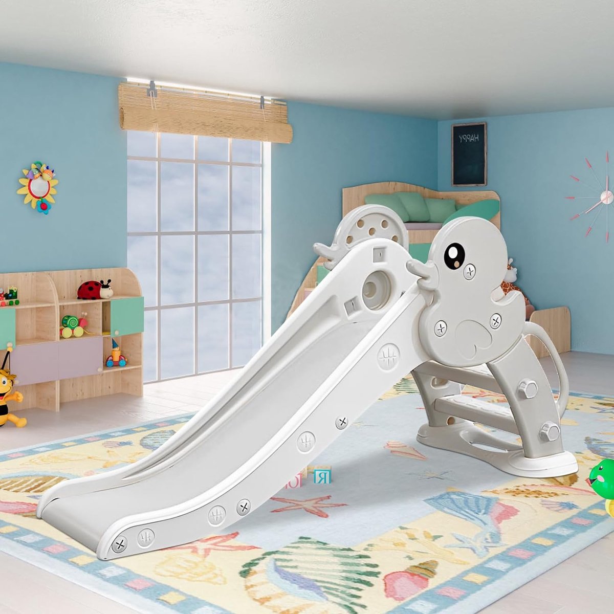 ComfyKidz® Glijbaan Peuter | Binnen & Buiten | Veilig, Compact & Duurzaam | Grijs/Wit