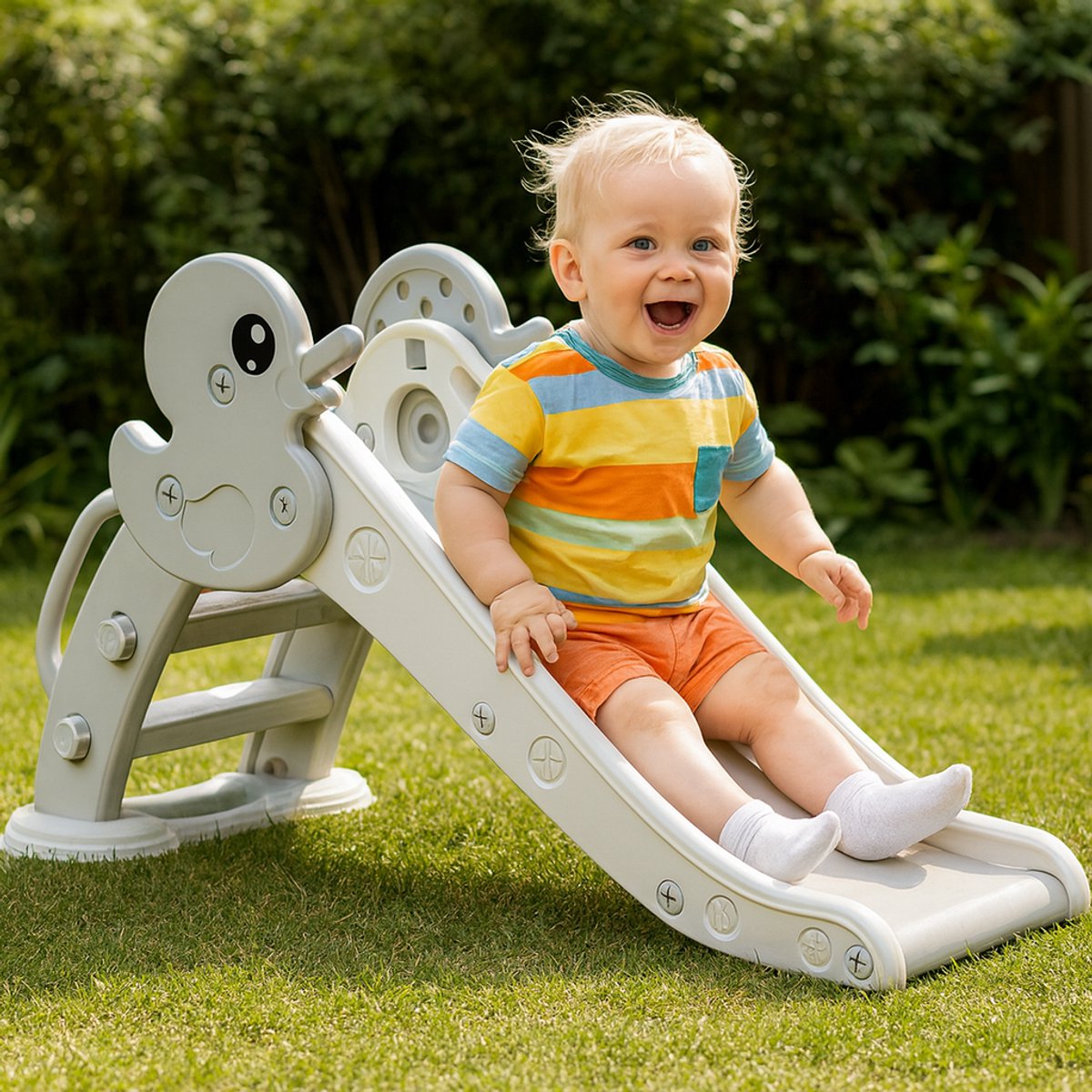ComfyKidz® Glijbaan Peuter | Binnen & Buiten | Veilig, Compact & Duurzaam | Grijs/Wit