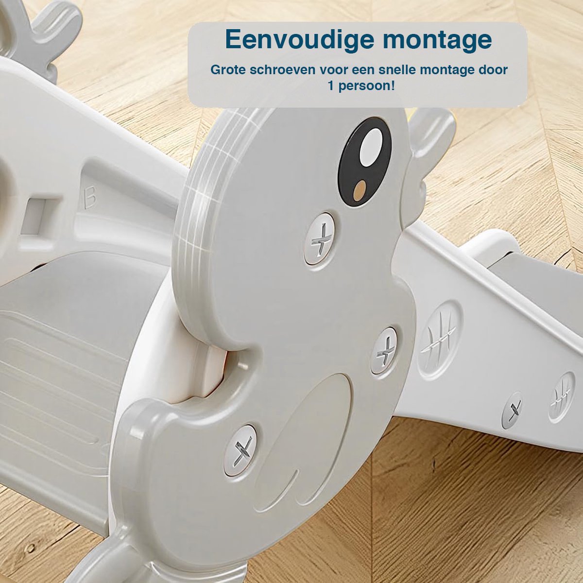 ComfyKidz® Glijbaan Peuter | Binnen & Buiten | Veilig, Compact & Duurzaam | Grijs/Wit