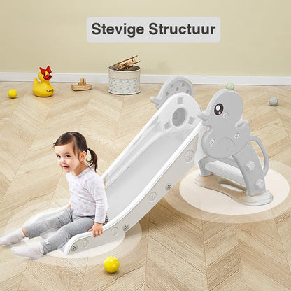 ComfyKidz® Glijbaan Peuter | Binnen & Buiten | Veilig, Compact & Duurzaam | Grijs/Wit