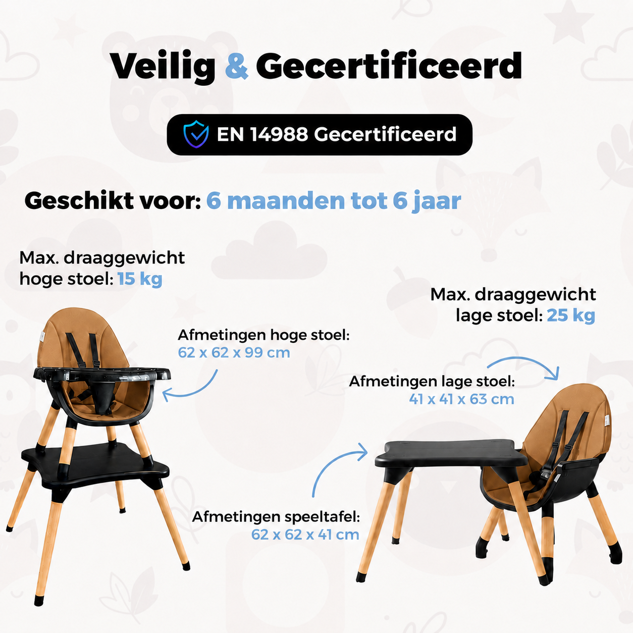 ComfyKidz® MultiSeat Mocha 5 in 1 | Kinderstoel incl. Speeltafel