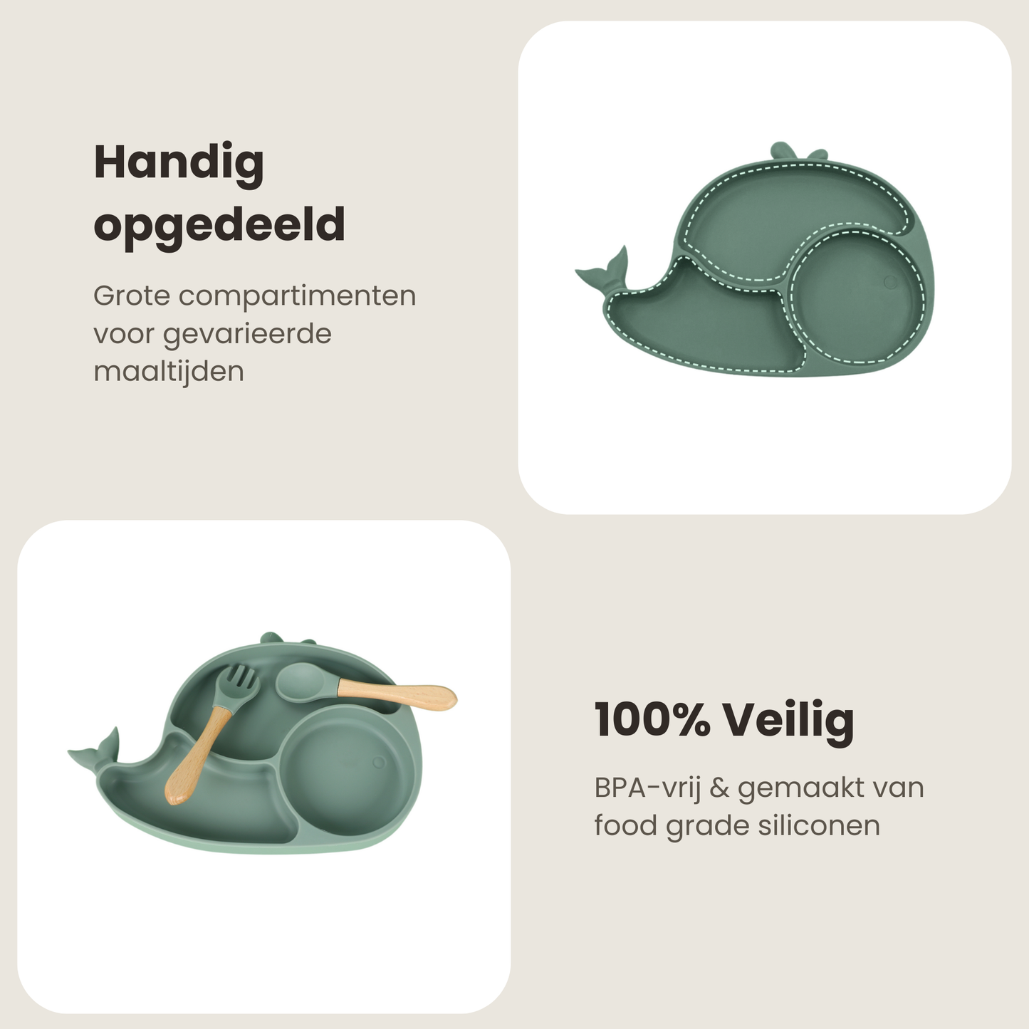 ComfyKidz® Siliconen Baby Servies Set Groen