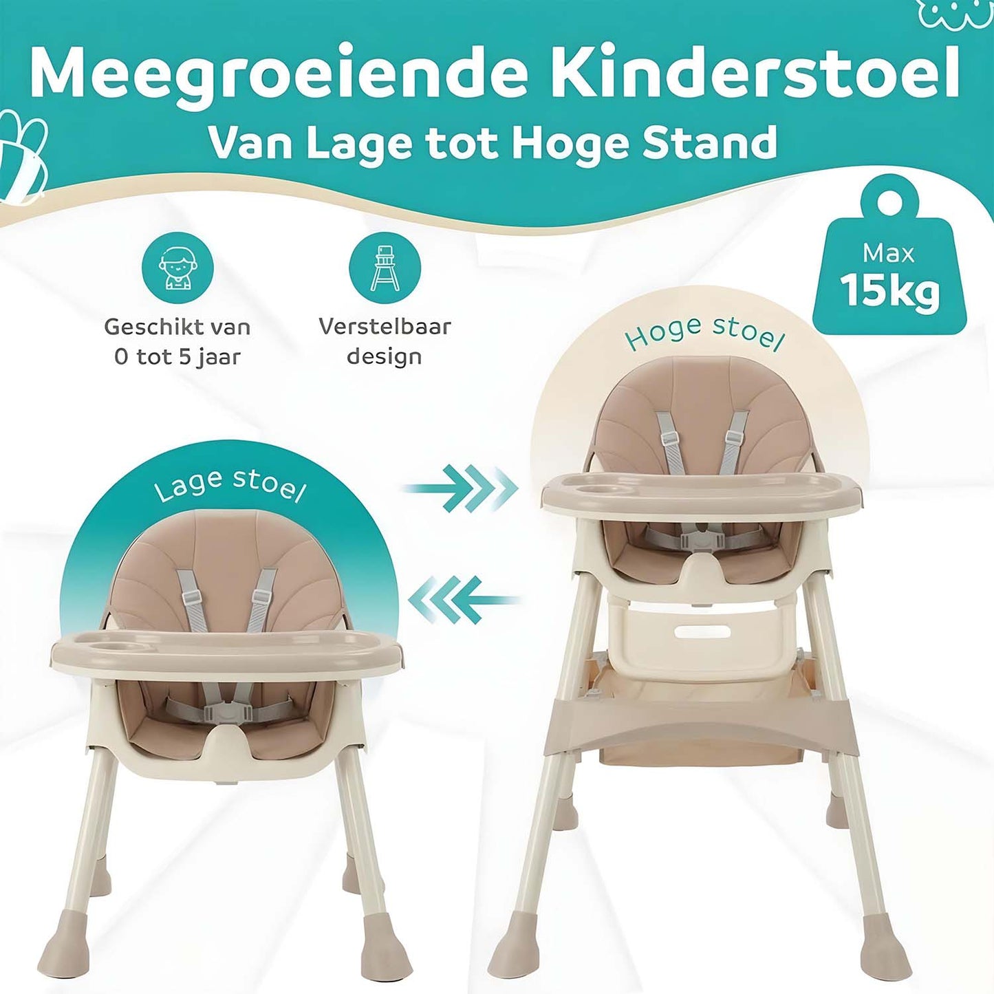 ComfyKidz® FlexiChair Rose: Inklapbare Kinderstoel met Schommelstand, Voetensteun & Wieltjes (Oud Roze)