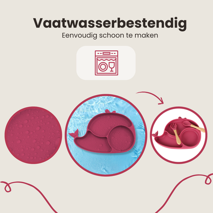ComfyKidz® Siliconen Baby Servies Set RozeRood