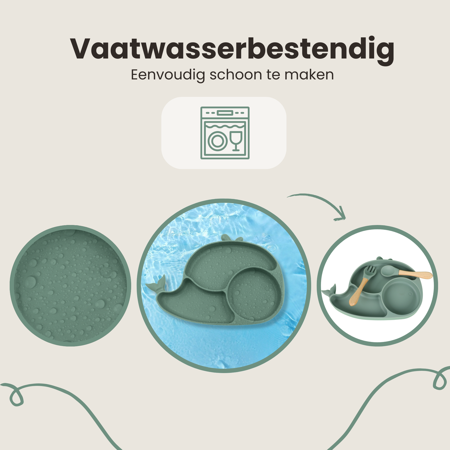 ComfyKidz® Siliconen Baby Servies Set Groen