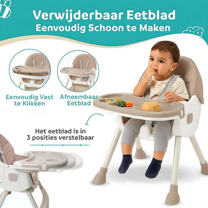 ComfyKidz® FlexiChair Rose: Inklapbare Kinderstoel met Schommelstand, Voetensteun & Wieltjes (Oud Roze)