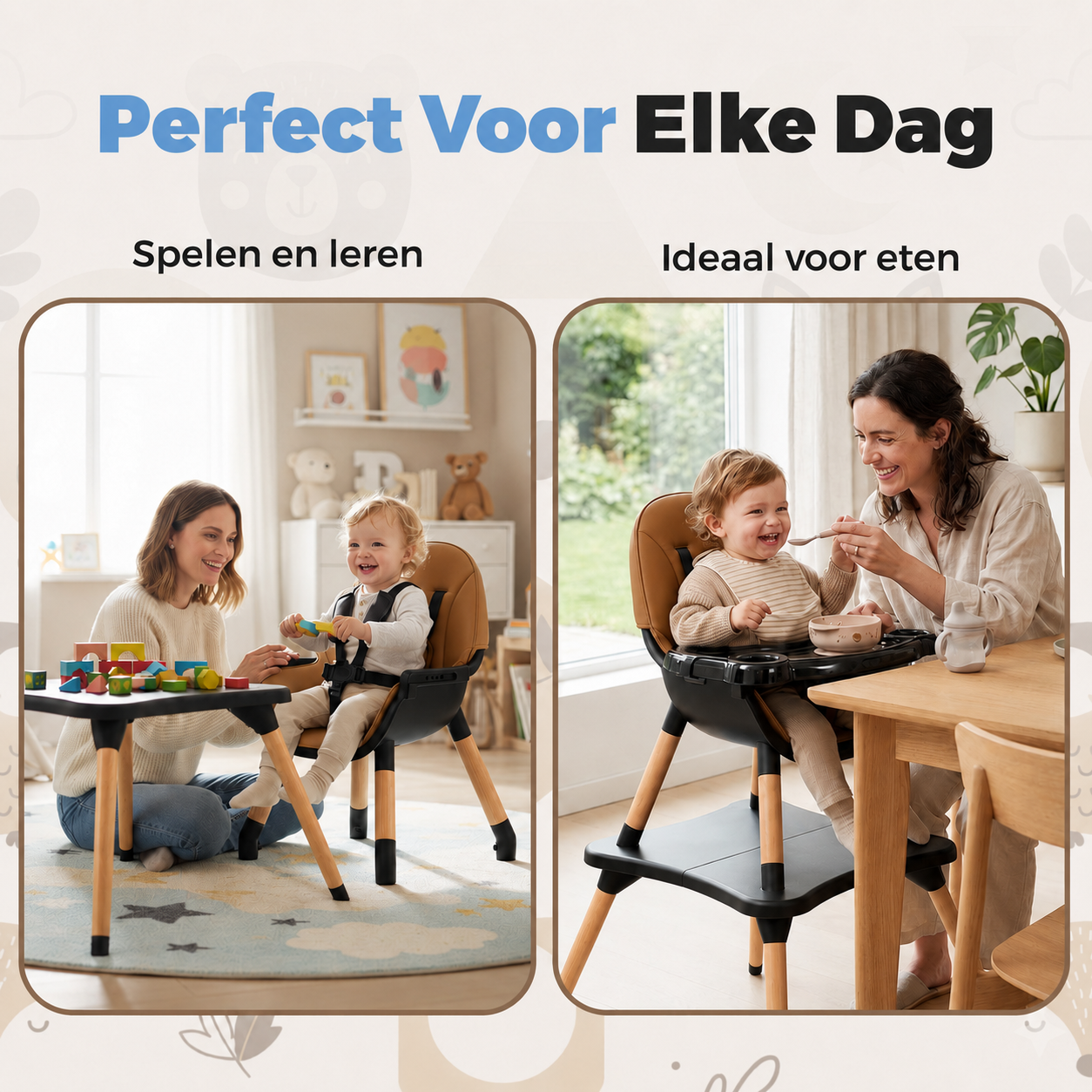 ComfyKidz® MultiSeat Mocha 5 in 1 | Kinderstoel incl. Speeltafel
