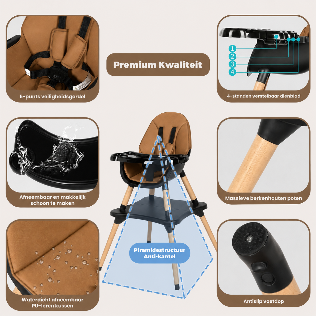ComfyKidz® MultiSeat Mocha 5 in 1 | Kinderstoel incl. Speeltafel