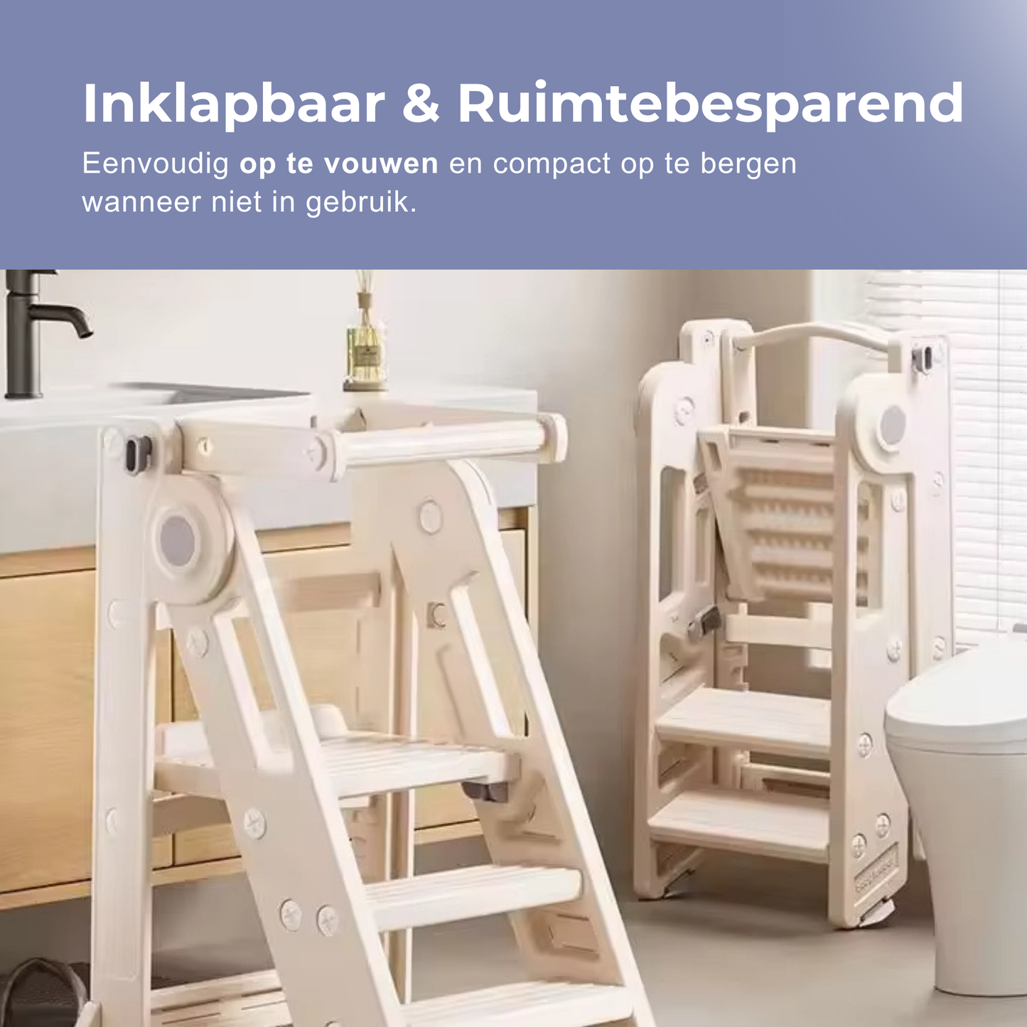 ComfyKidz® Inklapbare 3-in-1 Leertoren & Kinderstoel Beige
