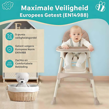 ComfyKidz® FlexiChair Rose: Inklapbare Kinderstoel met Schommelstand, Voetensteun & Wieltjes (Oud Roze)