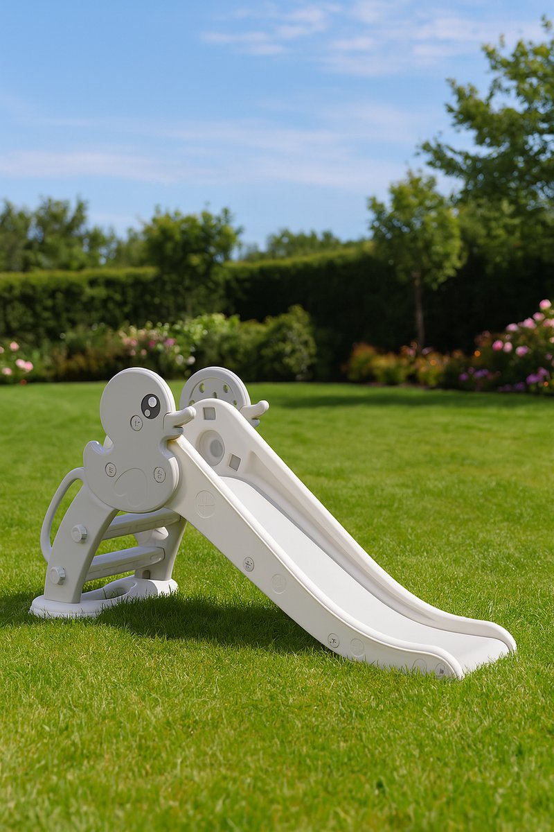 ComfyKidz® Glijbaan Peuter | Binnen & Buiten | Veilig, Compact & Duurzaam | Grijs/Wit