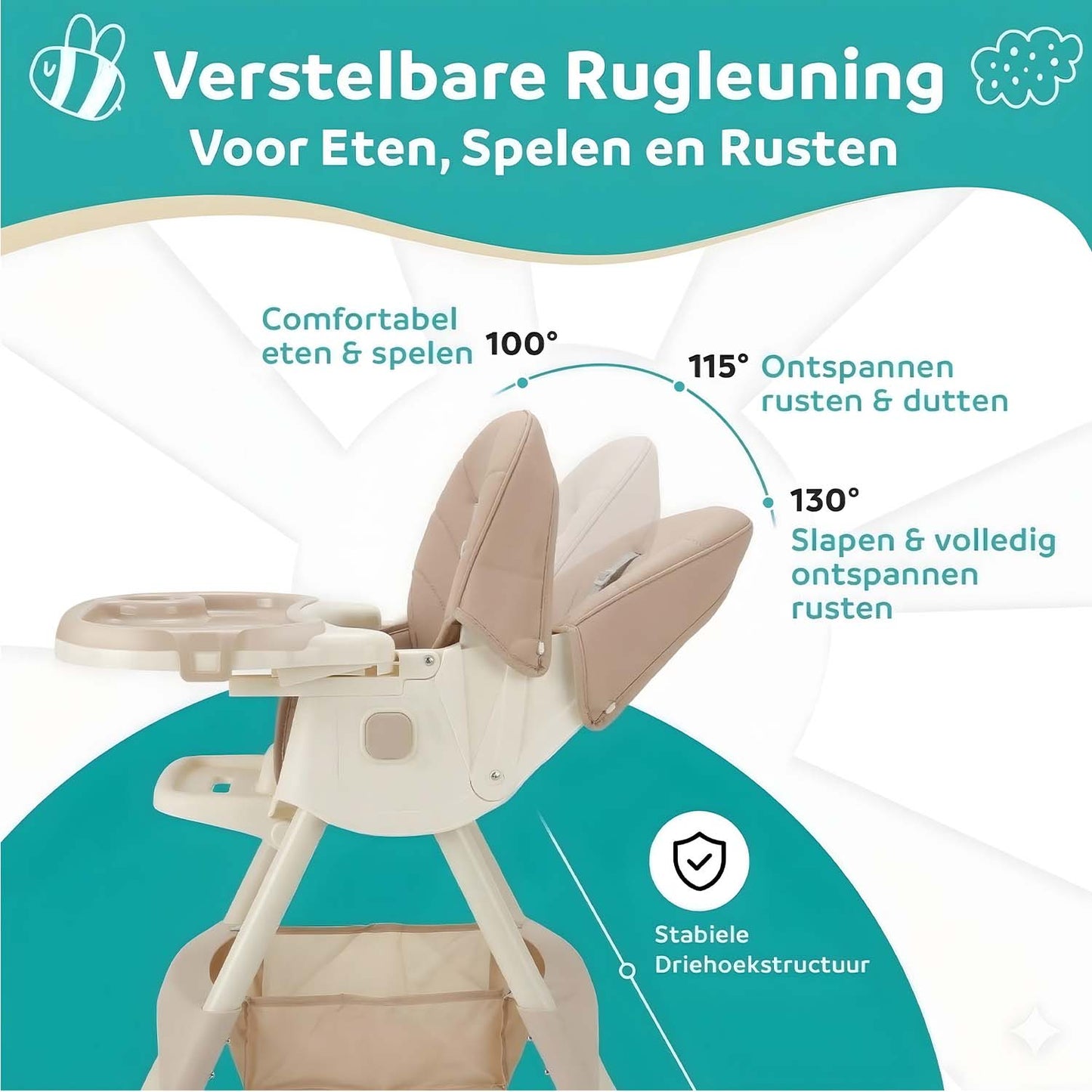 ComfyKidz® FlexiChair Rose: Inklapbare Kinderstoel met Schommelstand, Voetensteun & Wieltjes (Oud Roze)