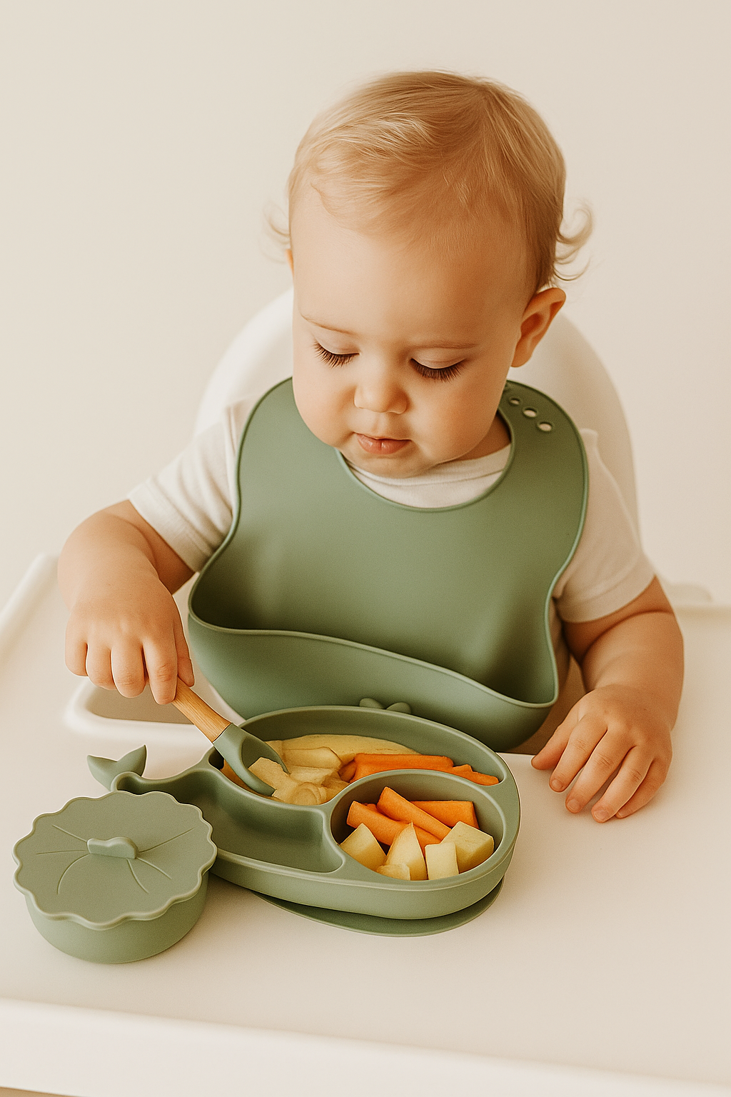 ComfyKidz® Siliconen Baby Servies Set Groen