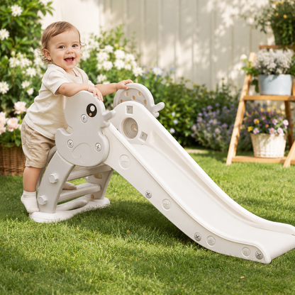 ComfyKidz® Glijbaan Peuter | Binnen & Buiten | Veilig, Compact & Duurzaam | Grijs/Wit