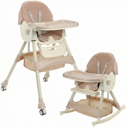 ComfyKidz® FlexiChair Rose: Inklapbare Kinderstoel met Schommelstand, Voetensteun & Wieltjes (Oud Roze)
