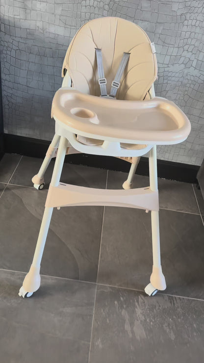 ComfyKidz® FlexiChair Sand - Beige 4 in 1 Kinderstoel met Schommelfunctie – Inklapbaar & Verrijdbaar –